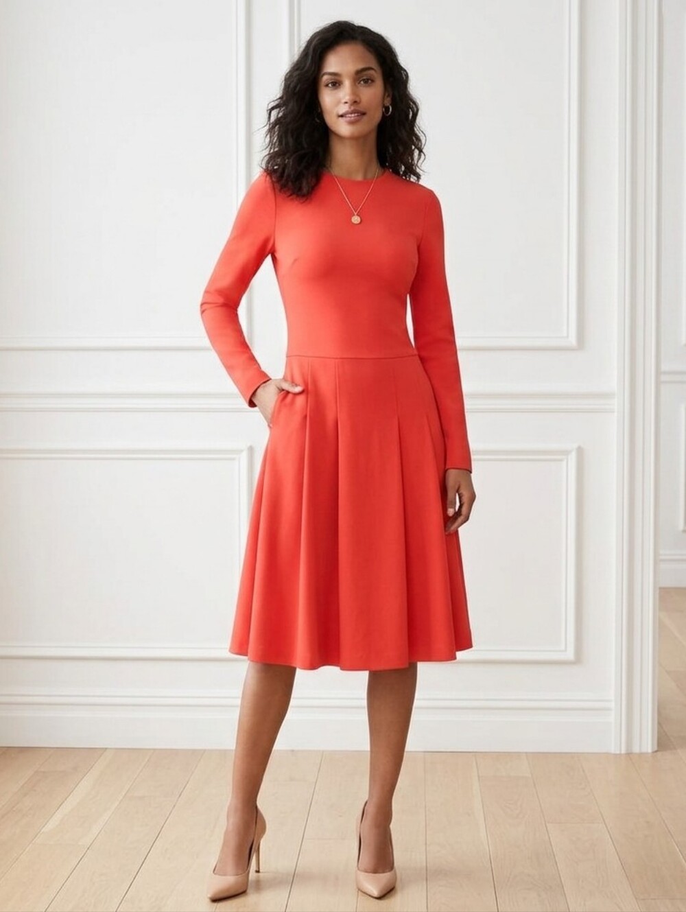 J. Crew Pleated Ponte Long Sleeve Dress 2